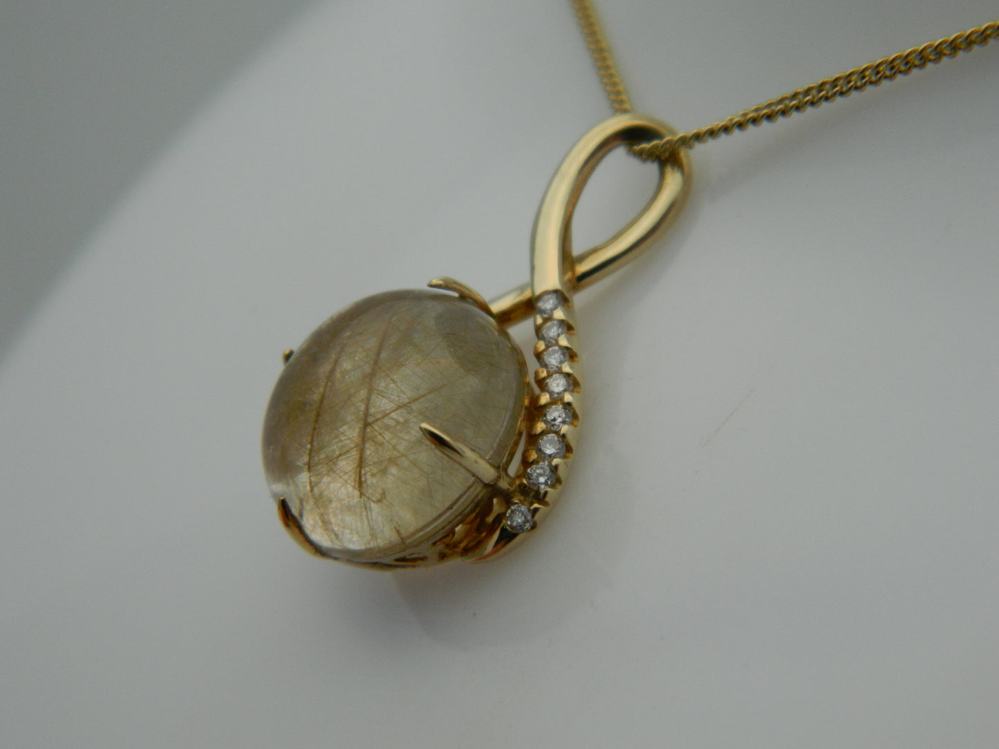 Clogau 9ct Yellow Gold Venus Rutilated Quartz & Diamond Pendant