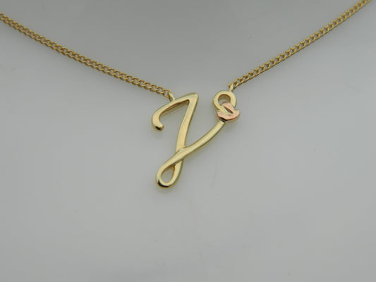 Clogau 9ct Yellow & Rose Gold Tree of Life Letter V Necklace
