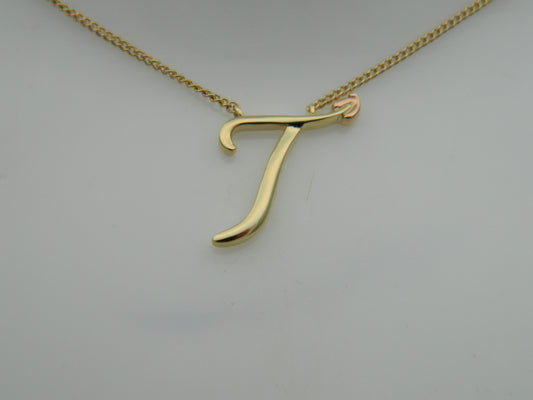 Clogau 9ct Yellow & Rose Gold Tree of Life Letter T Necklace