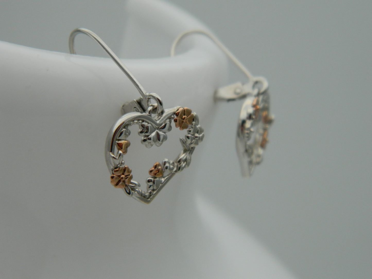 Clogau Sterling Silver & 9ct Rose Gold Primrose Heart Drop Earrings