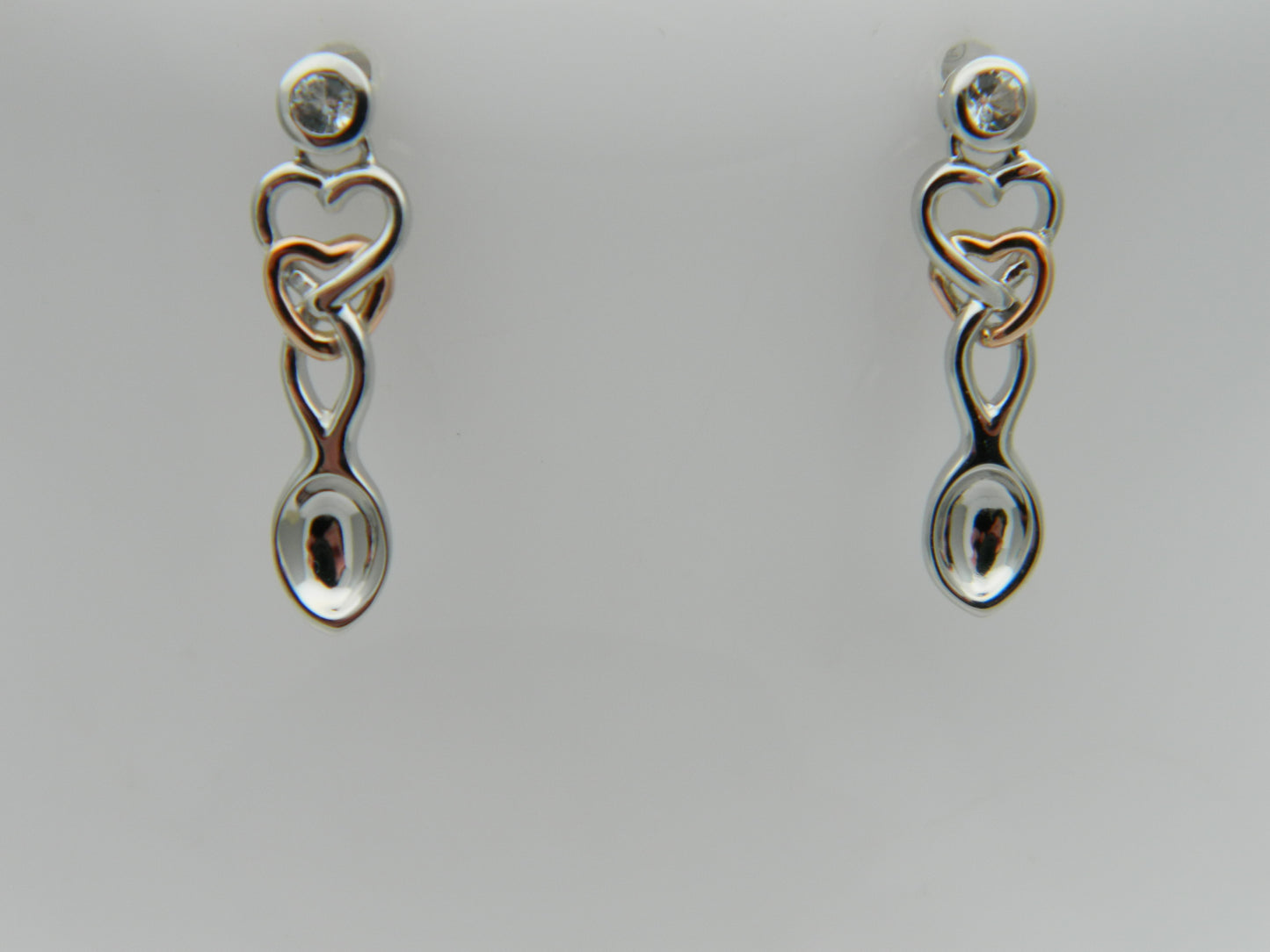 Clogau Sterling Silver & 9ct Rose Gold Lovespoons Topaz Drop Earrings