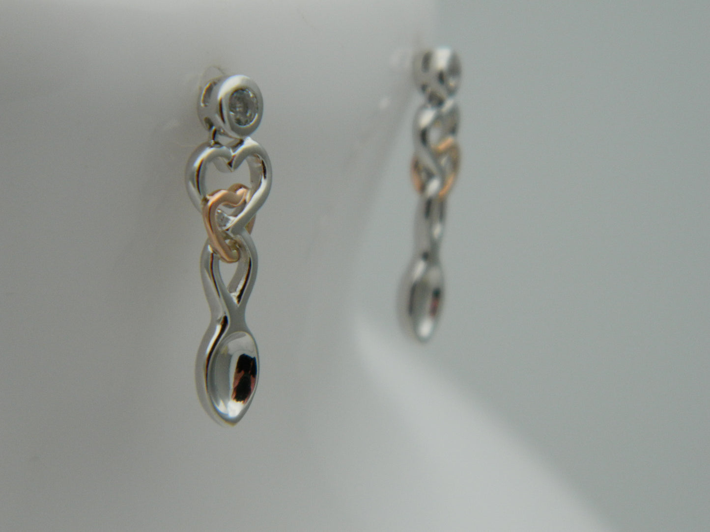 Clogau Sterling Silver & 9ct Rose Gold Lovespoons Topaz Drop Earrings