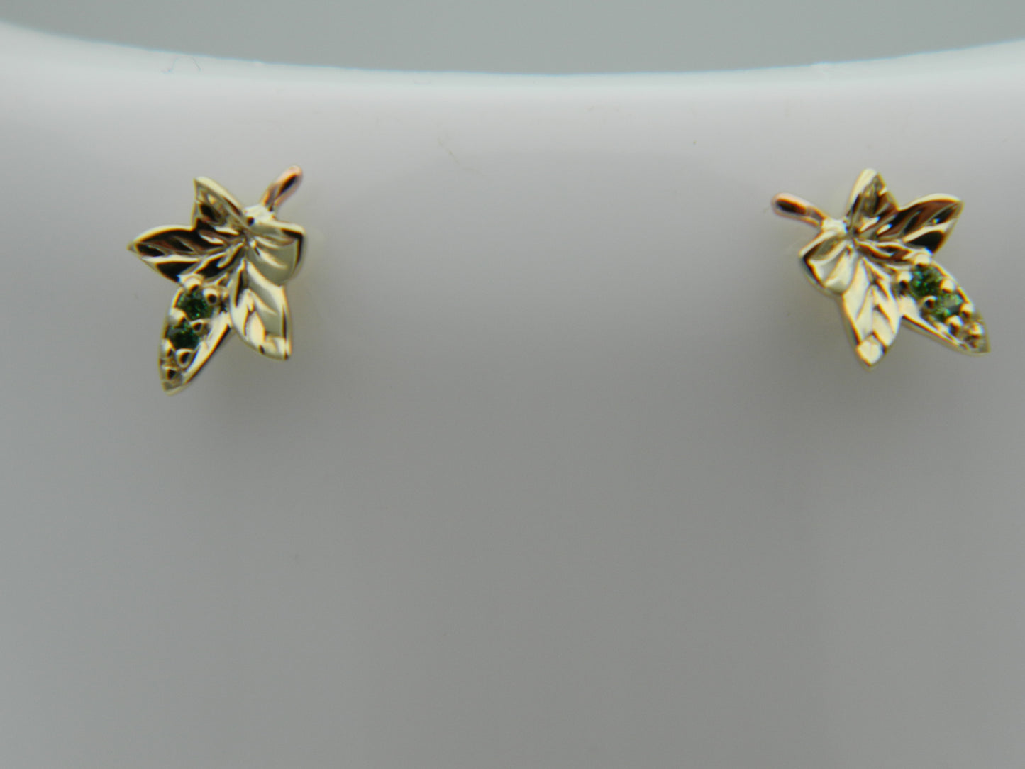 Clogau 9ct Yellow & Rose Gold Ivy Leaf Tsavorite Stud Earrings