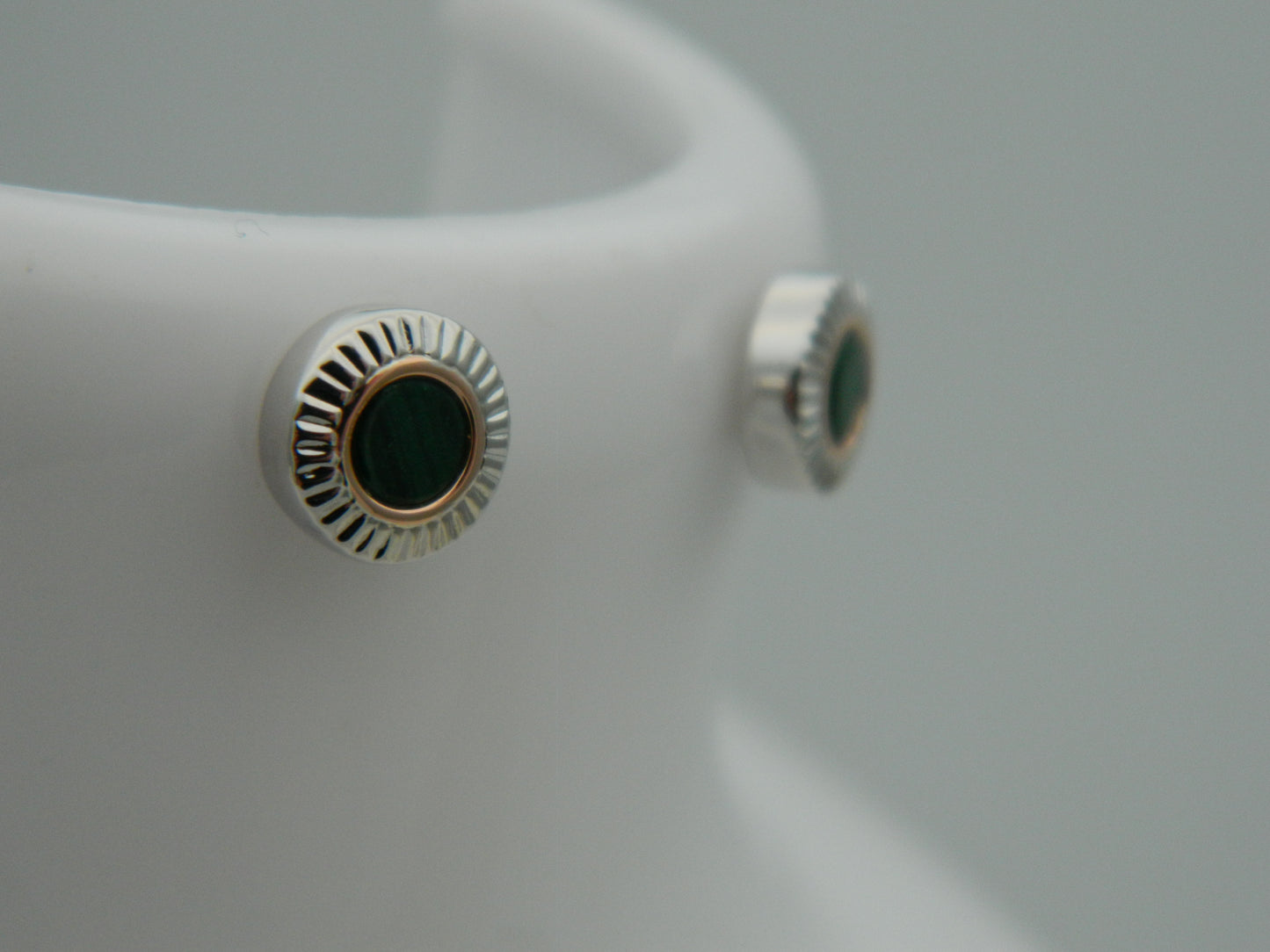 Clogau Sterling Silver & 9ct Rose Gold Reflections of Padarn Malachite Stud Earrigns