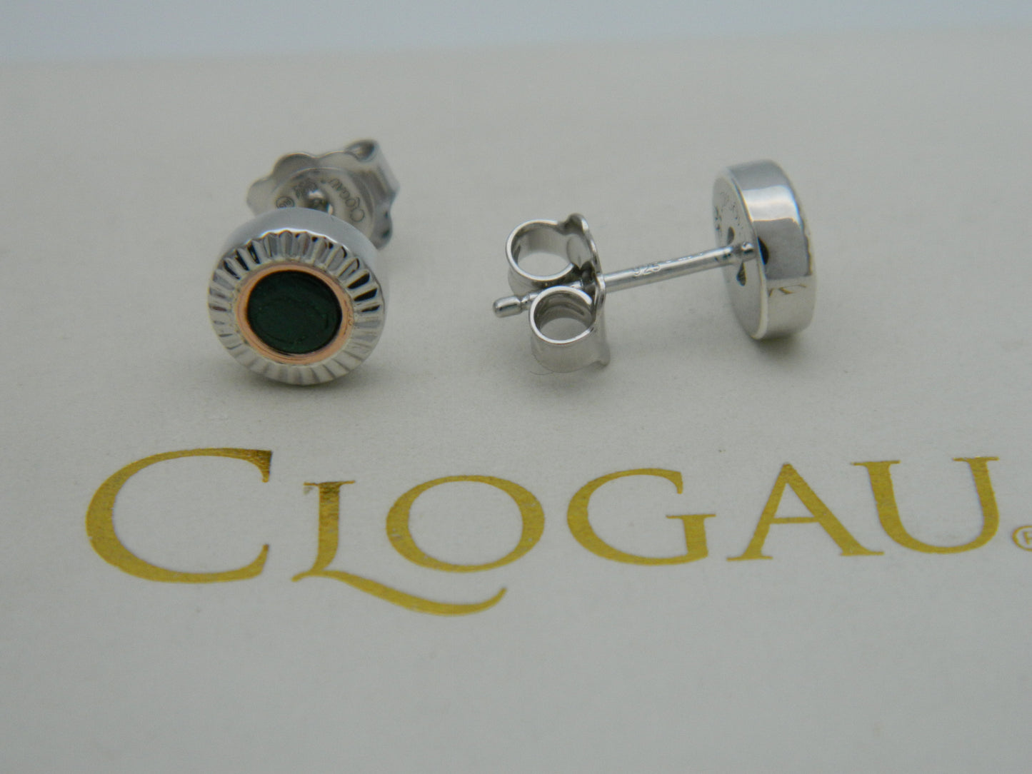 Clogau Sterling Silver & 9ct Rose Gold Reflections of Padarn Malachite Stud Earrigns