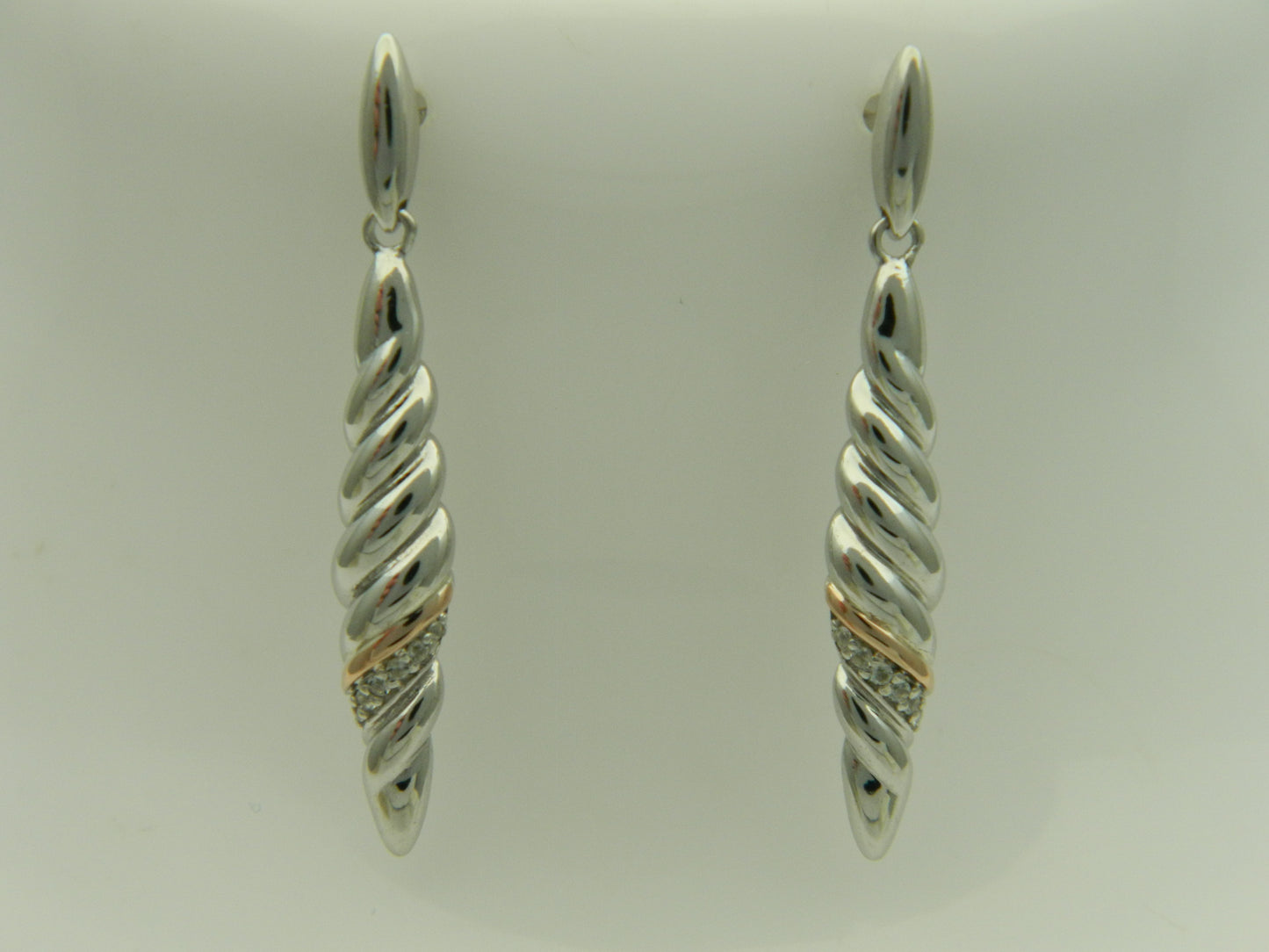 Clogau Sterling Silver & 9ct Rose Gold Lovers Twist Topaz Drop Earrings RRP £159.00