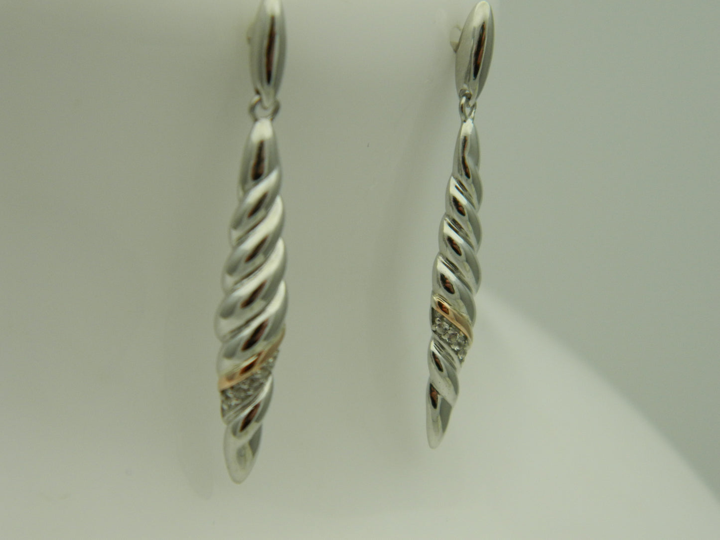 Clogau Sterling Silver & 9ct Rose Gold Lovers Twist Topaz Drop Earrings RRP £159.00