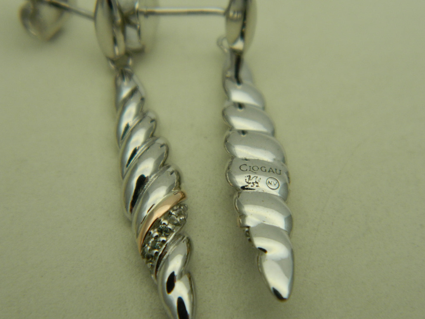 Clogau Sterling Silver & 9ct Rose Gold Lovers Twist Topaz Drop Earrings RRP £159.00