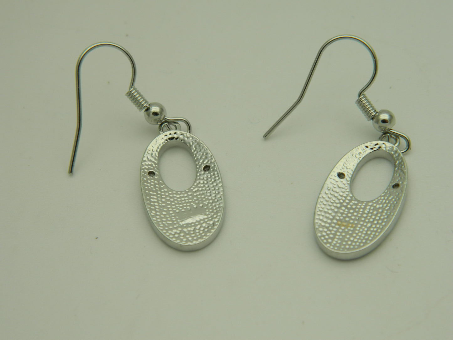Sterling Silver Blue Opal Oval Drop Hook Earrings