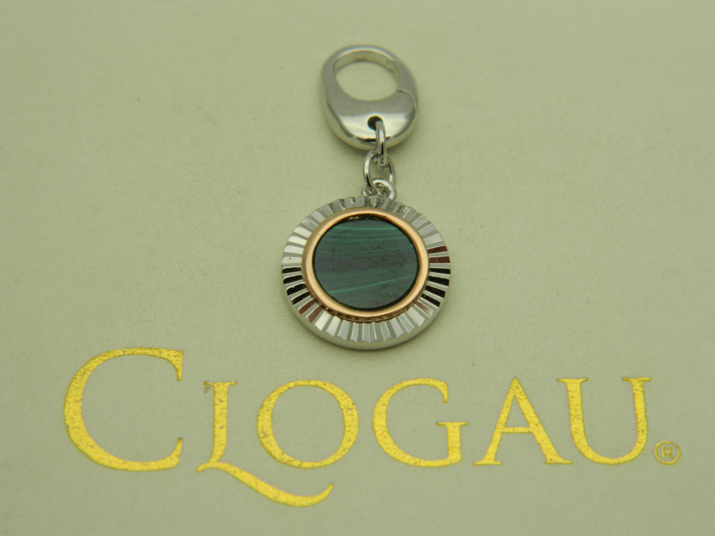 Clogau Sterling Silver & 9ct Rose Gold Padarn Green Malachite Charm