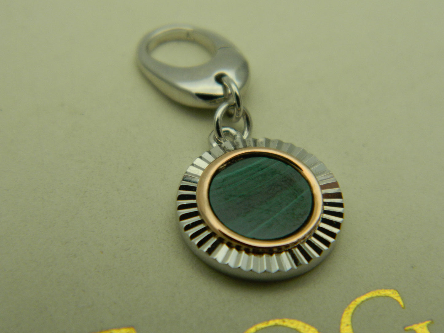 Clogau Sterling Silver & 9ct Rose Gold Padarn Green Malachite Charm