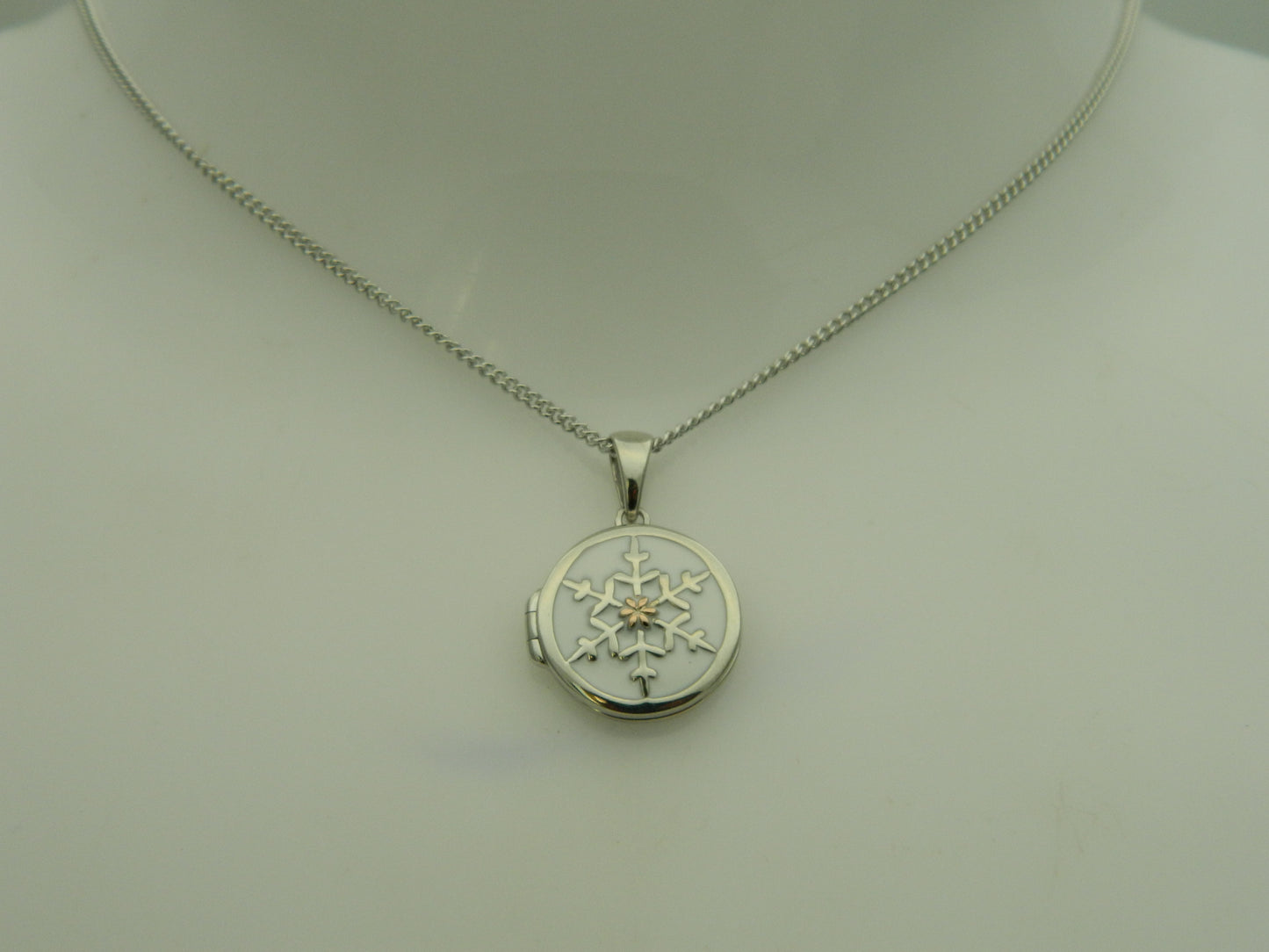 Clogau Sterling Silver & 9ct Rose Gold Snowflake Locket RRP £169.00