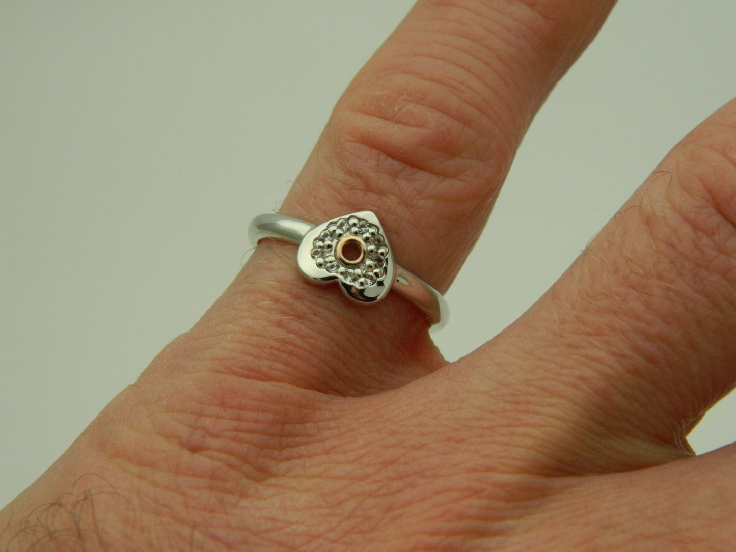 Clogau Sterling Silver & 9ct Rose Gold Cariad Sparkle Topaz Heart Ring size L, N or P