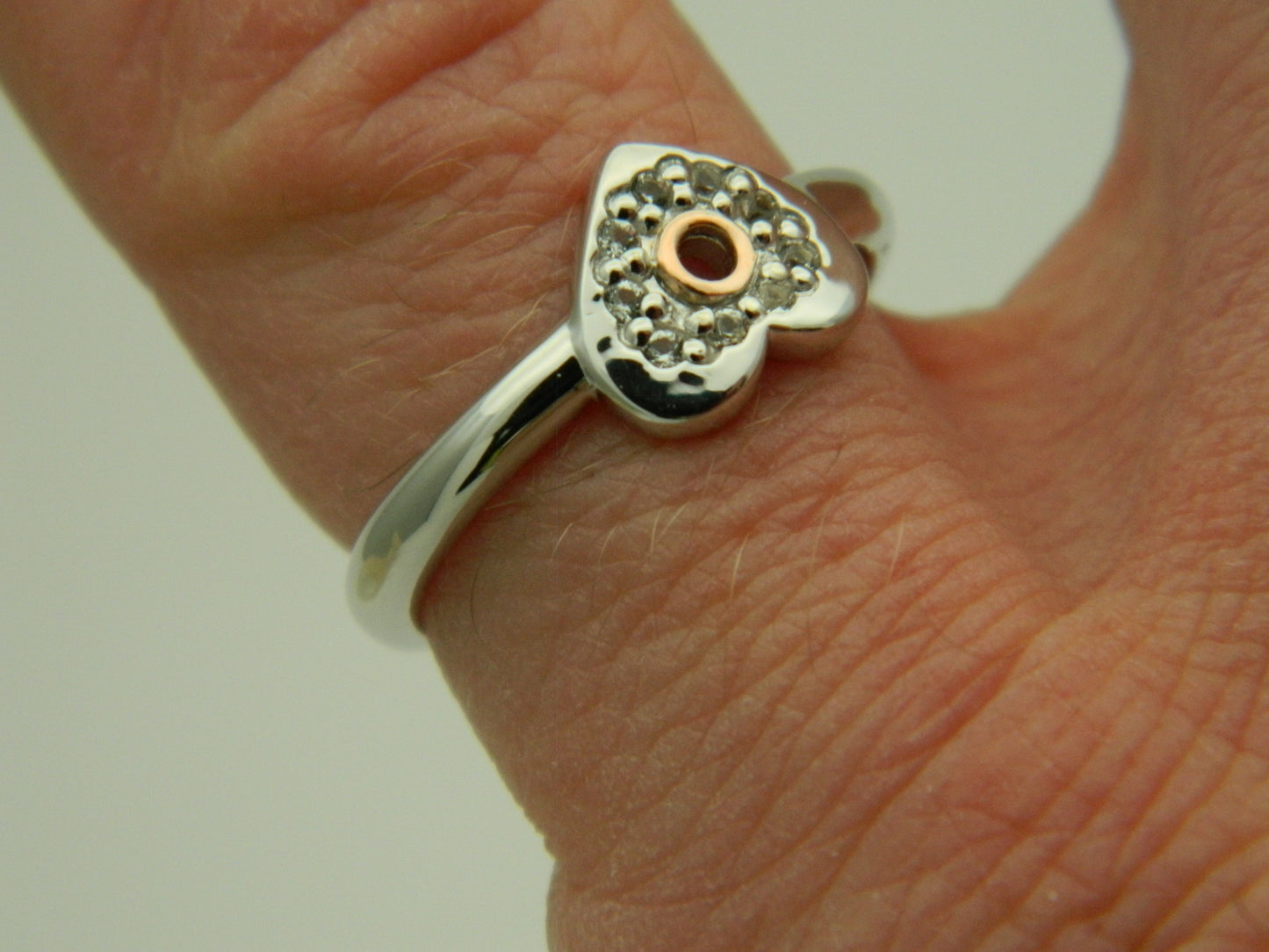 Clogau Sterling Silver & 9ct Rose Gold Cariad Sparkle Topaz Heart Ring size L, N or P