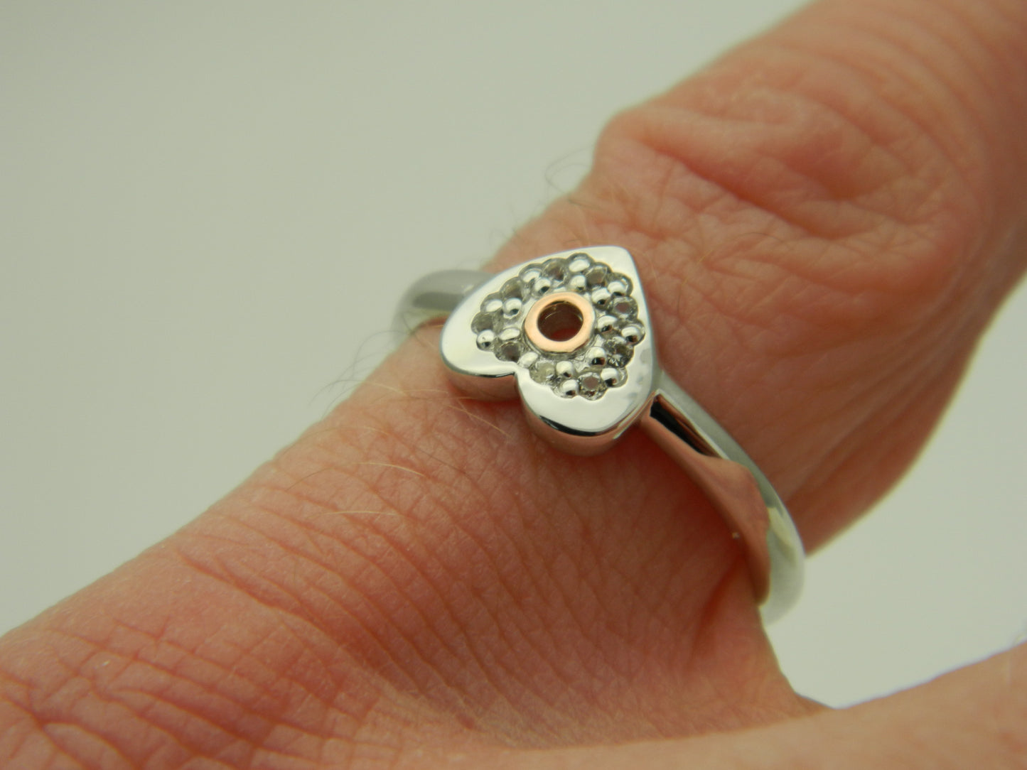 Clogau Sterling Silver & 9ct Rose Gold Cariad Sparkle Topaz Heart Ring size L, N or P