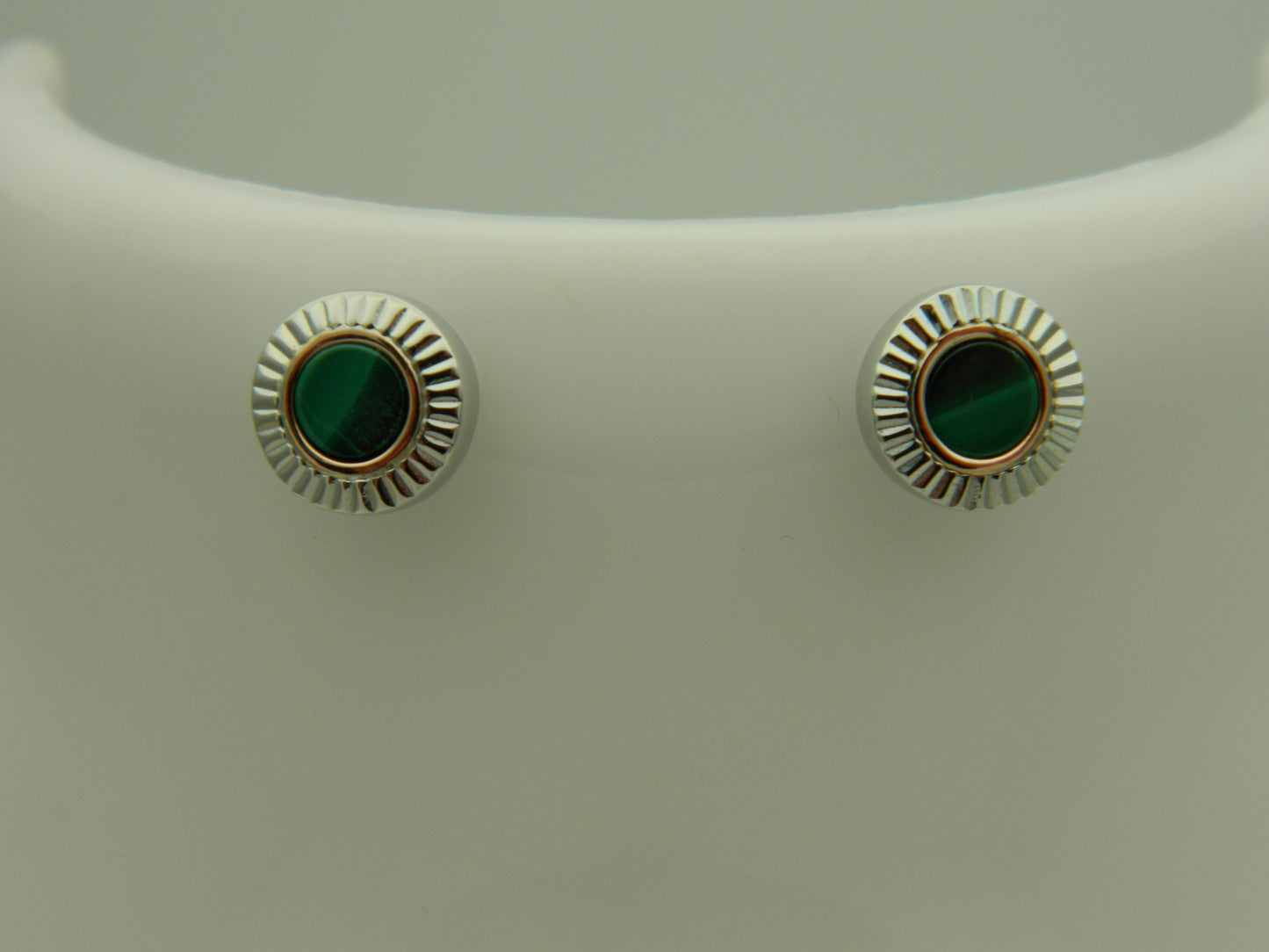 Clogau Sterling Silver & 9ct Rose Gold Reflections of Padarn Green Malachite Stud Earrings