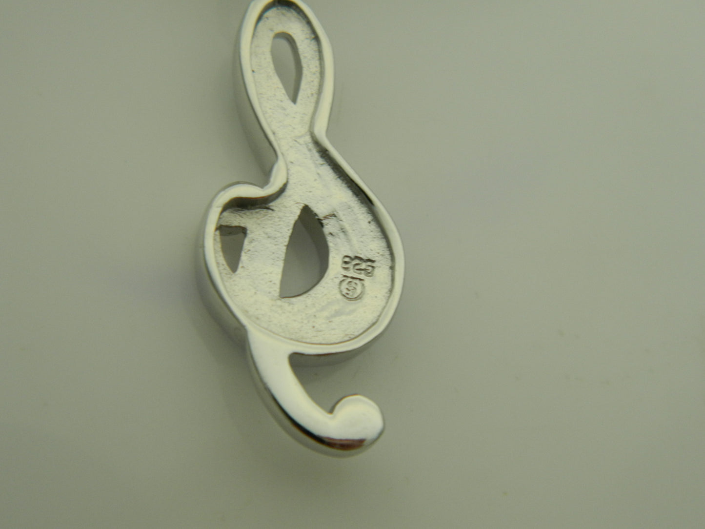 Sterling Silver Blue Opal Treble Clef Pendant & Chain