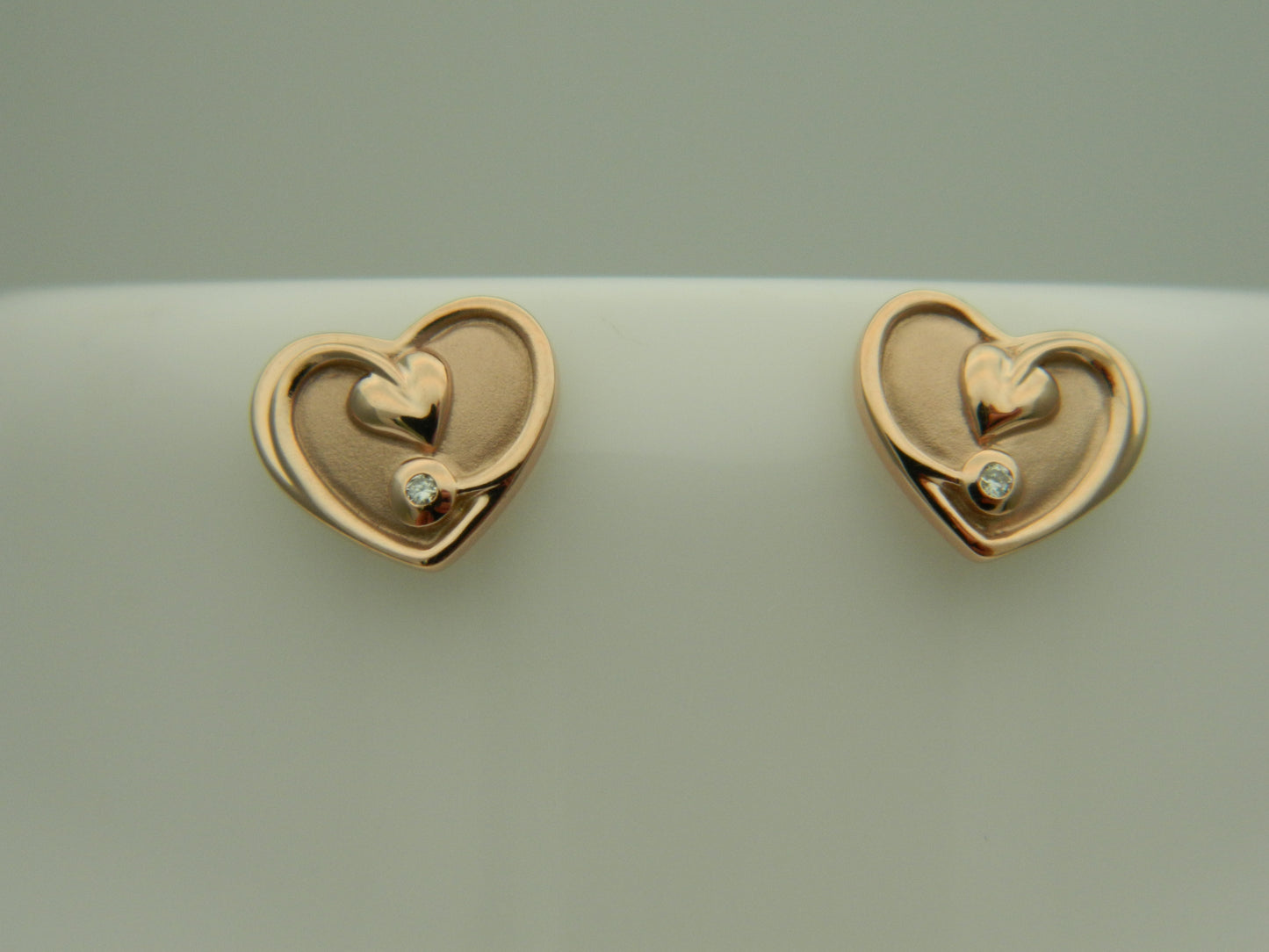 Clogau 9ct Rose Gold Tree of Life Heart Diamond Stud Earrings