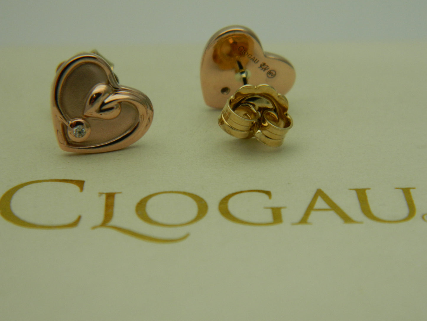 Clogau 9ct Rose Gold Tree of Life Heart Diamond Stud Earrings