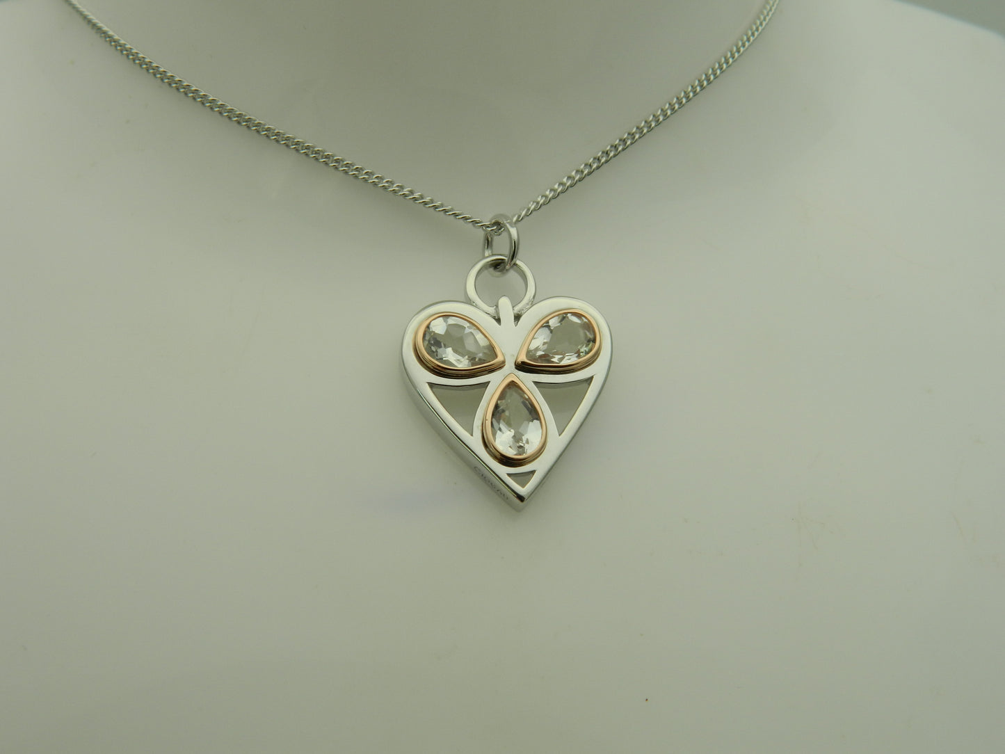 Clogau Sterling Silver & 9ct Rose Gold Heart of Wales Quartz Pendant