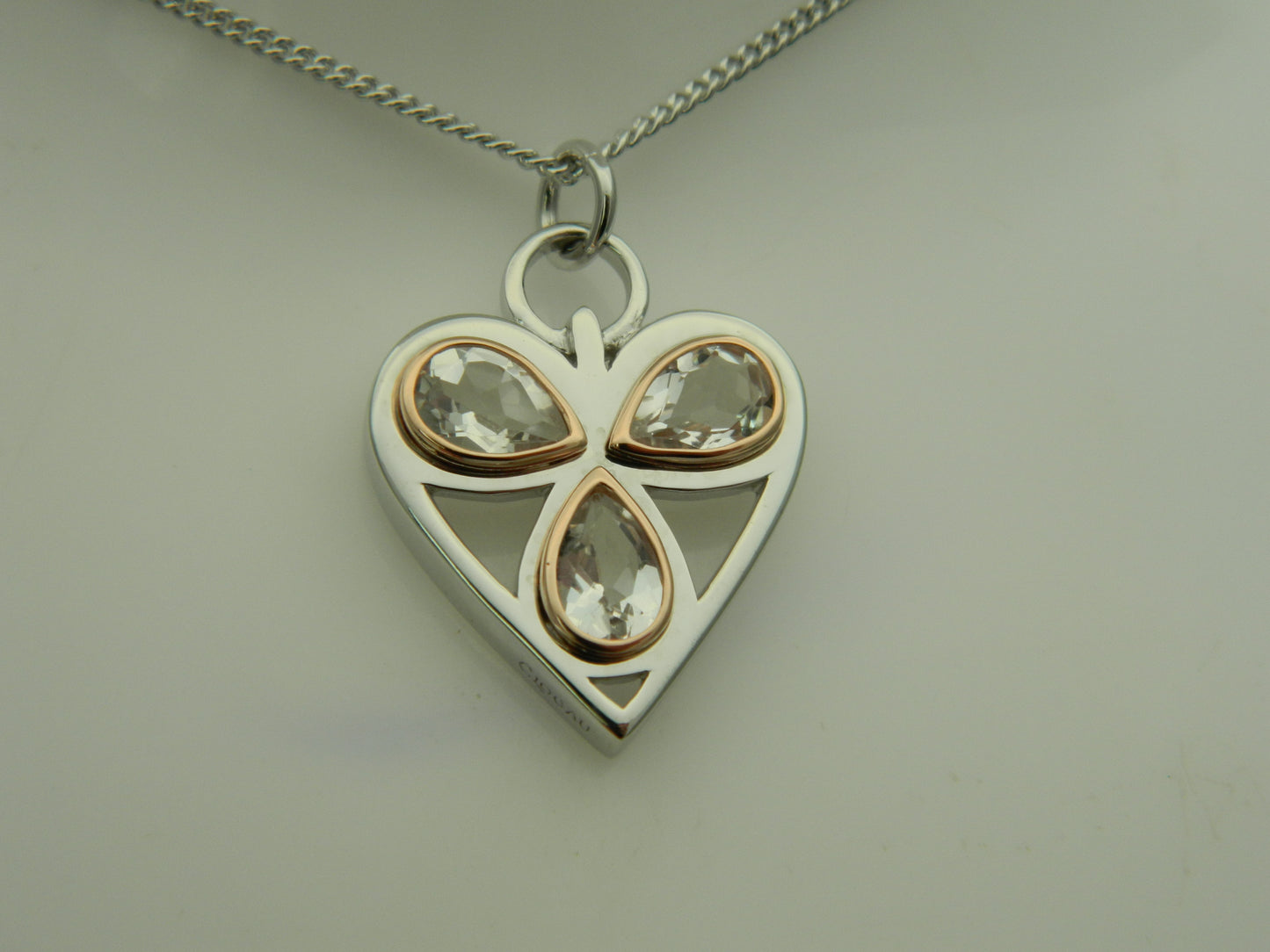 Clogau Sterling Silver & 9ct Rose Gold Heart of Wales Quartz Pendant