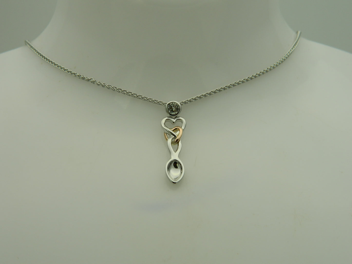 Clogau Sterling Silver & 9ct Rose Gold Lovespoons Topaz Pendant