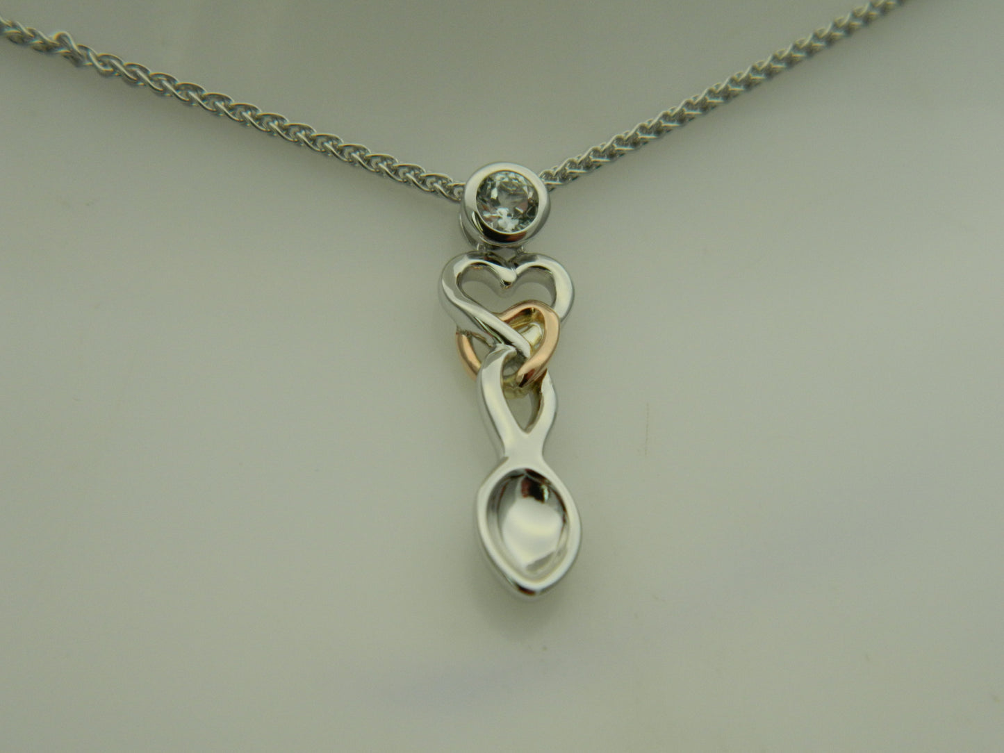 Clogau Sterling Silver & 9ct Rose Gold Lovespoons Topaz Pendant