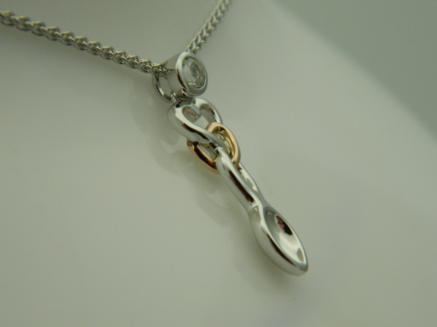 Clogau Sterling Silver & 9ct Rose Gold Lovespoons Topaz Pendant