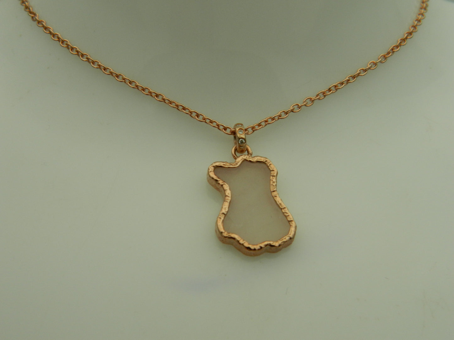Clogau 9ct Rose Gold Lady Luck Mother of Pearl & Diamond Pendant RRP £820.00