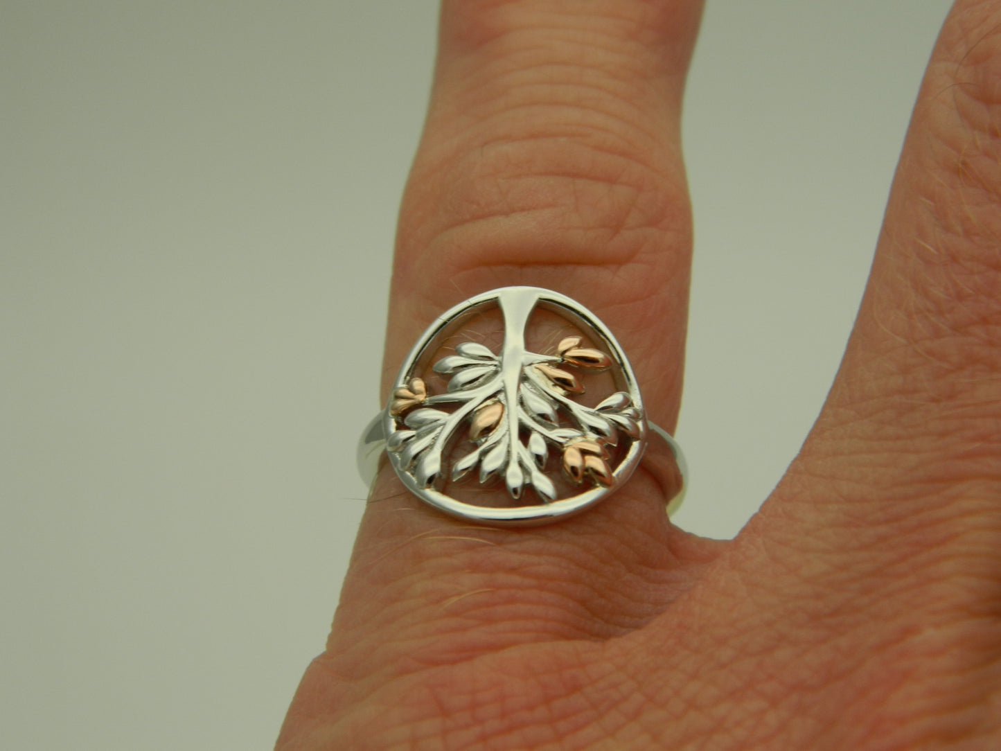 Clogau Sterling Silver & 9ct Rose Gold Tree of Life Circle Ring RRP £119.00 size L