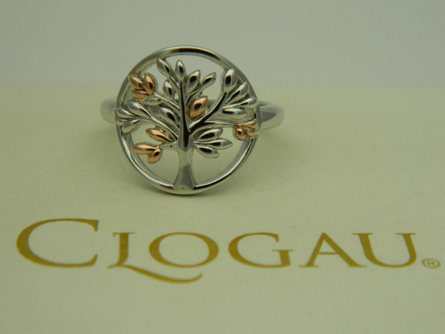 Clogau Sterling Silver & 9ct Rose Gold Tree of Life Circle Ring RRP £119.00 size L