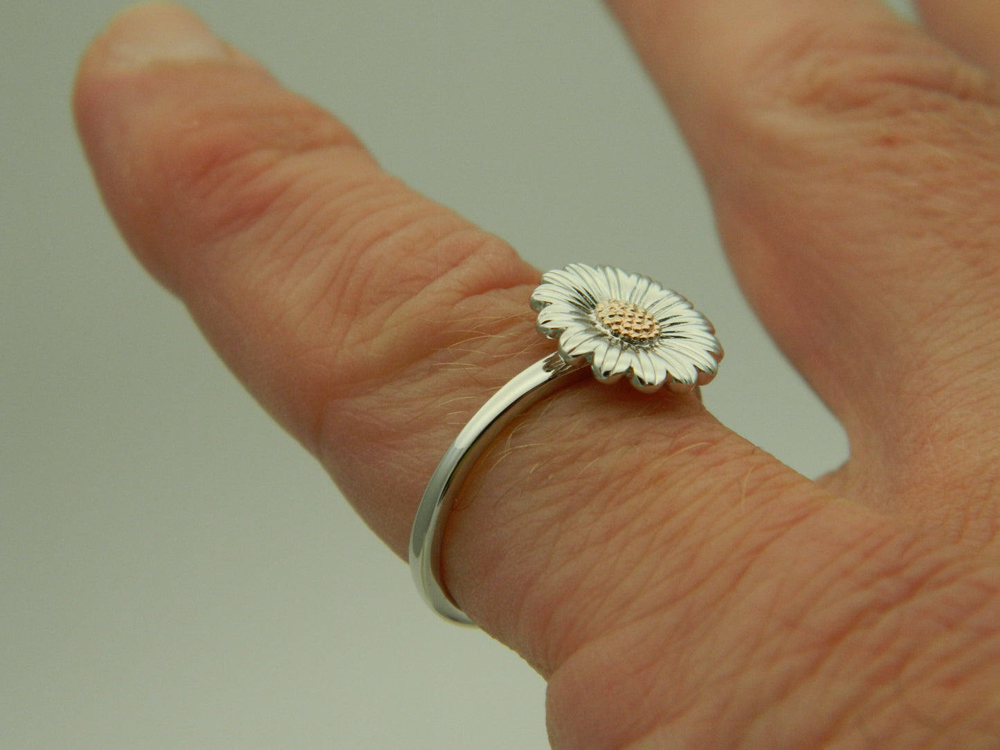 Clogau Sterling Silver & 9ct Rose Gold Daisy Ring size J, K, O, Q or R