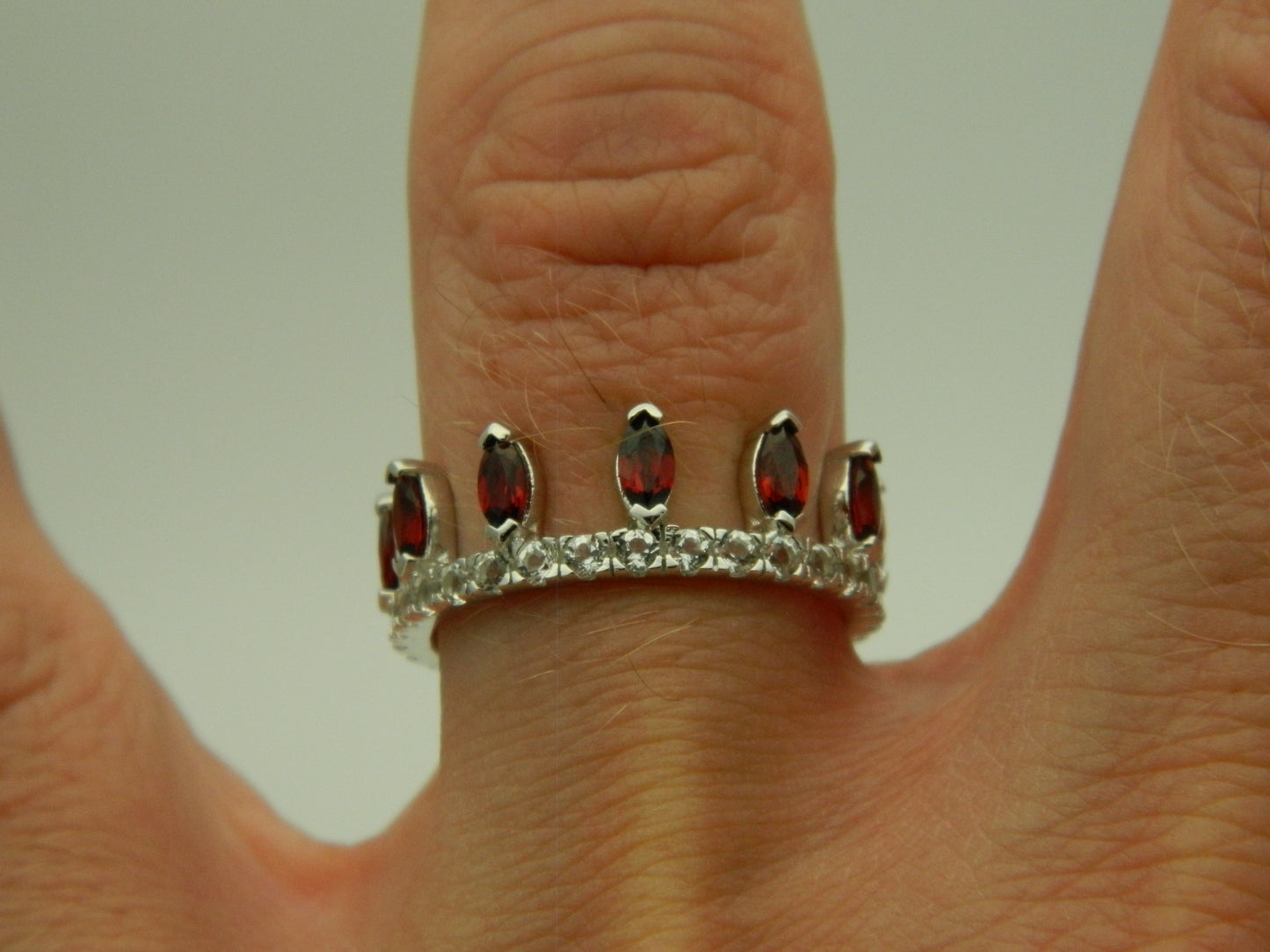 Clogau Sterling Silver & 9ct Rose Gold Red Garnet & Topaz Crown Ring RRP £189.00 size S