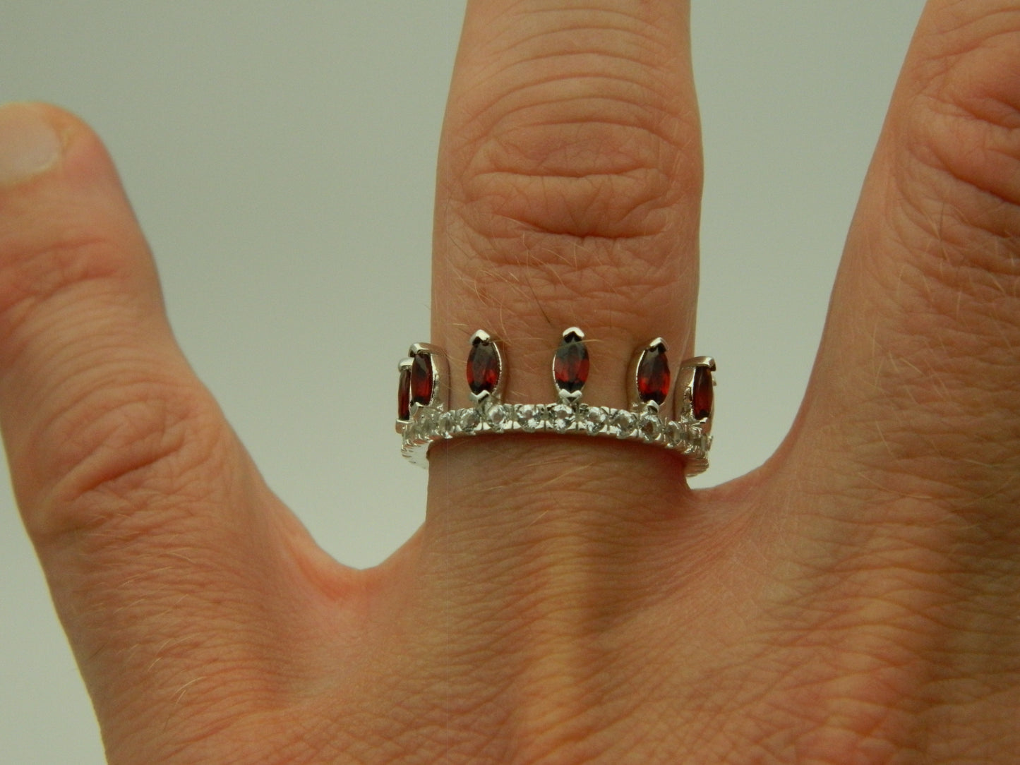 Clogau Sterling Silver & 9ct Rose Gold Red Garnet & Topaz Crown Ring RRP £189.00 size S