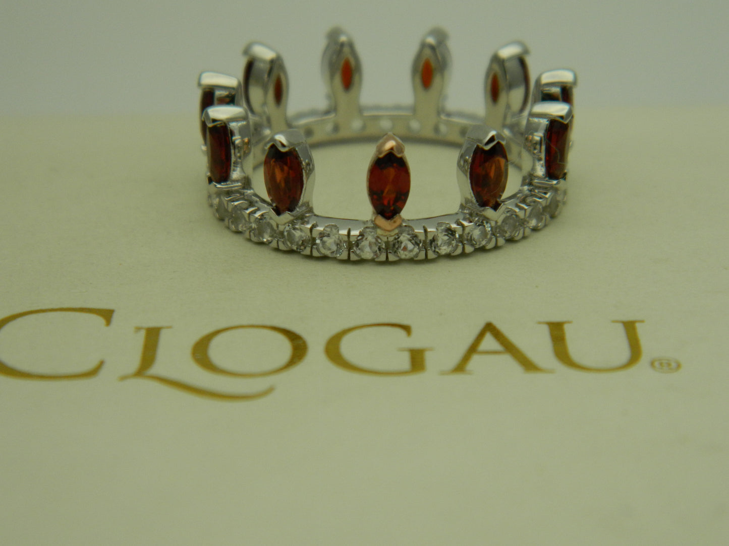 Clogau Sterling Silver & 9ct Rose Gold Red Garnet & Topaz Crown Ring RRP £189.00 size S