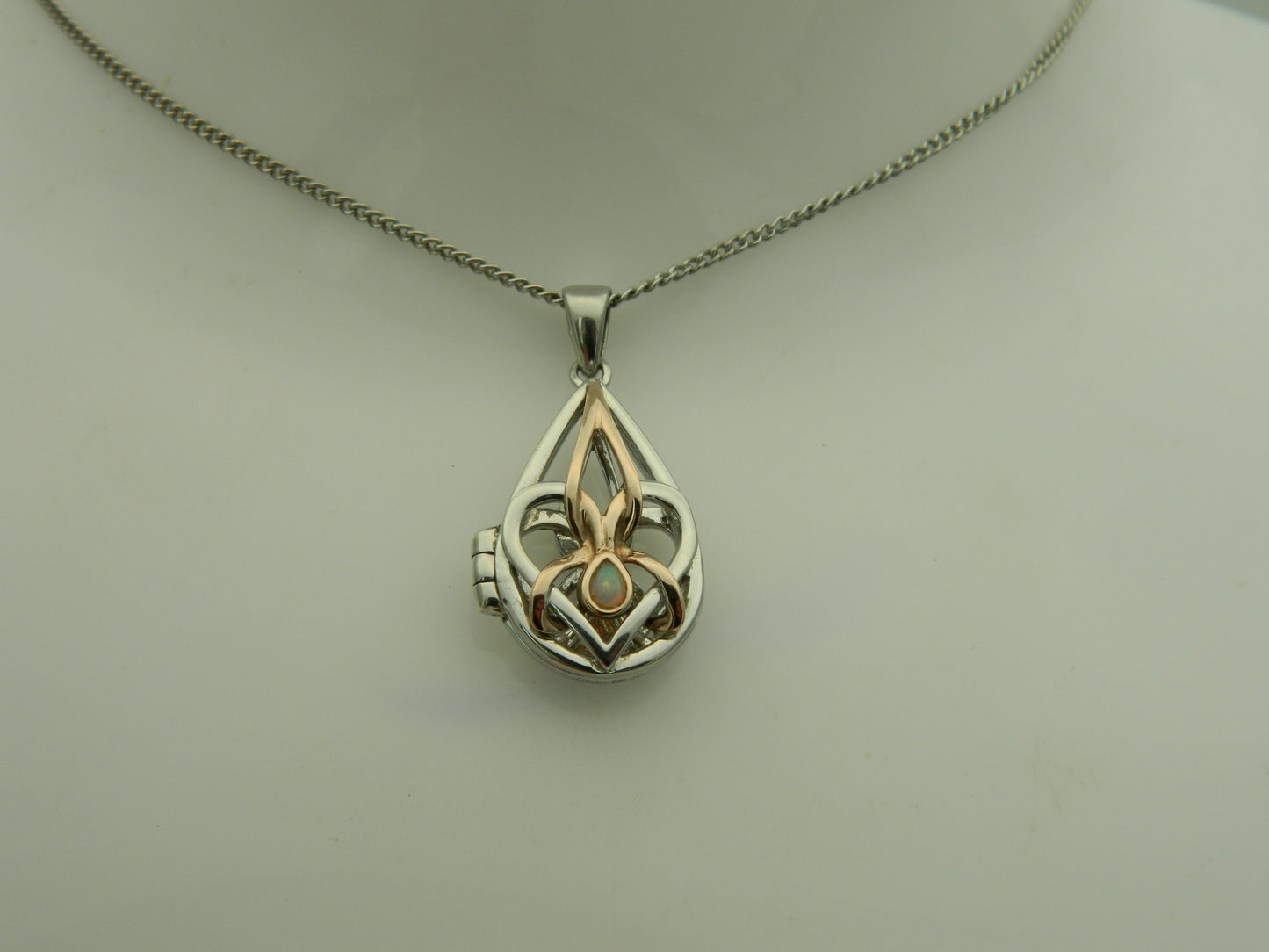 Clogau Sterling Silver & 9ct Rose Gold Dwynwen Opal Locket (pre loved)