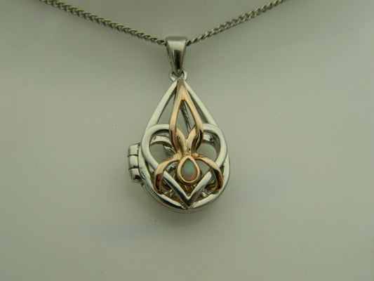 Clogau Sterling Silver & 9ct Rose Gold Dwynwen Opal Locket (pre loved)