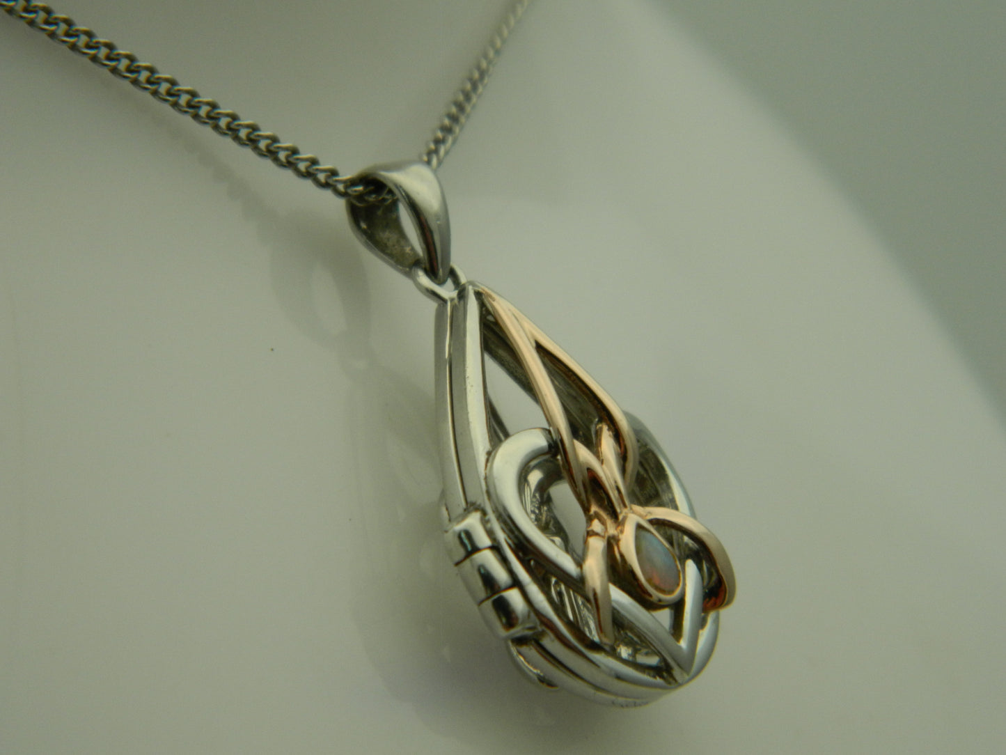 Clogau Sterling Silver & 9ct Rose Gold Dwynwen Opal Locket (pre loved)