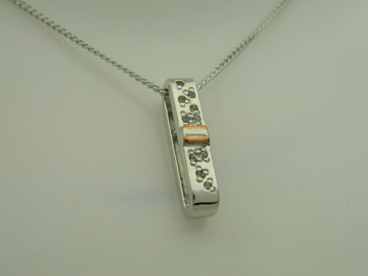 Clogau Sterling Silver & 9ct Rose Gold Cariad Sparkle Drop Pendant RRP £179.00