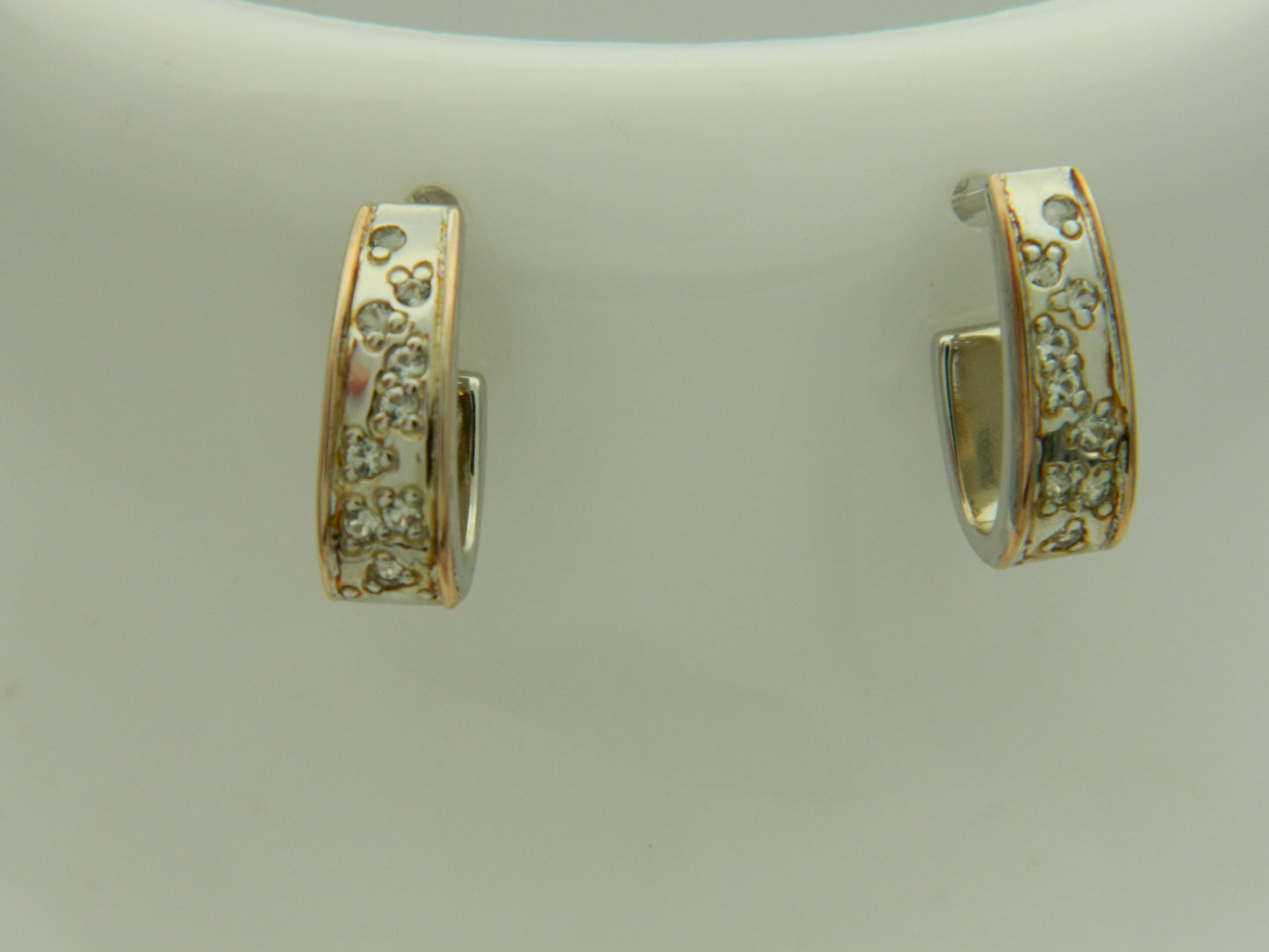 Clogau Sterling Silver & 9ct Rose Gold Cariad Sparkle Half Hoop Earrings RRP £159.00