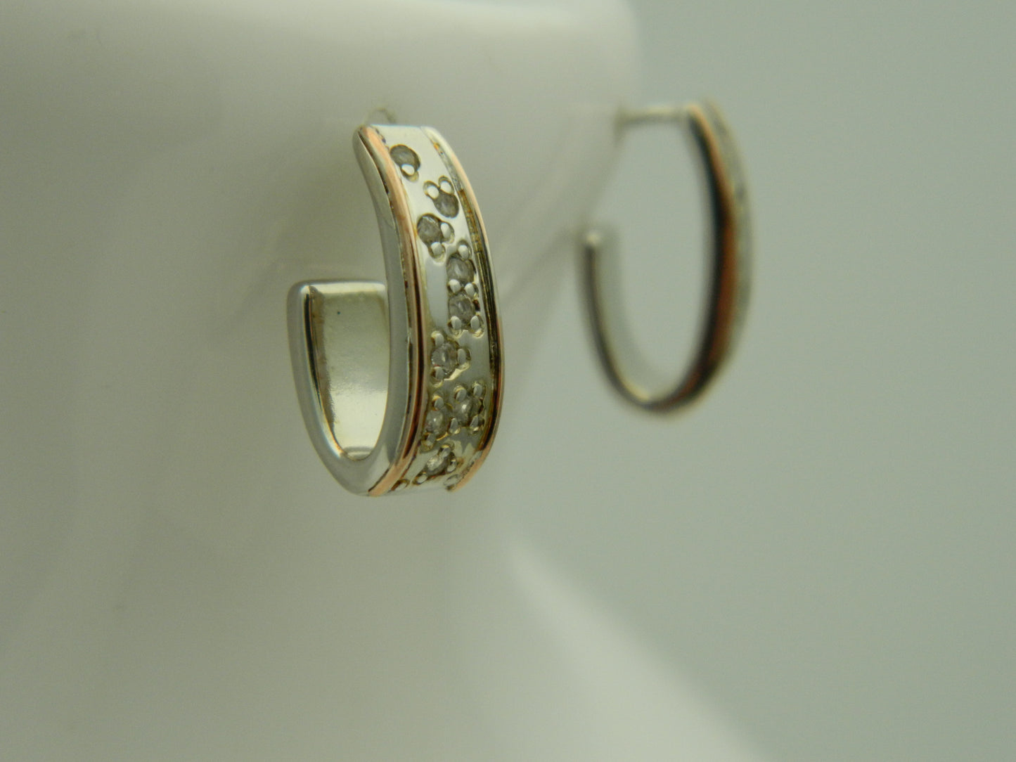 Clogau Sterling Silver & 9ct Rose Gold Cariad Sparkle Half Hoop Earrings RRP £159.00