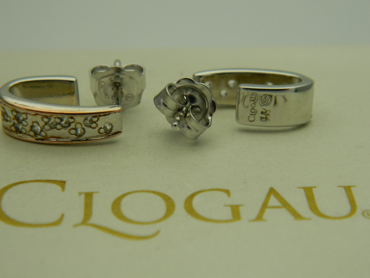 Clogau Sterling Silver & 9ct Rose Gold Cariad Sparkle Half Hoop Earrings RRP £159.00