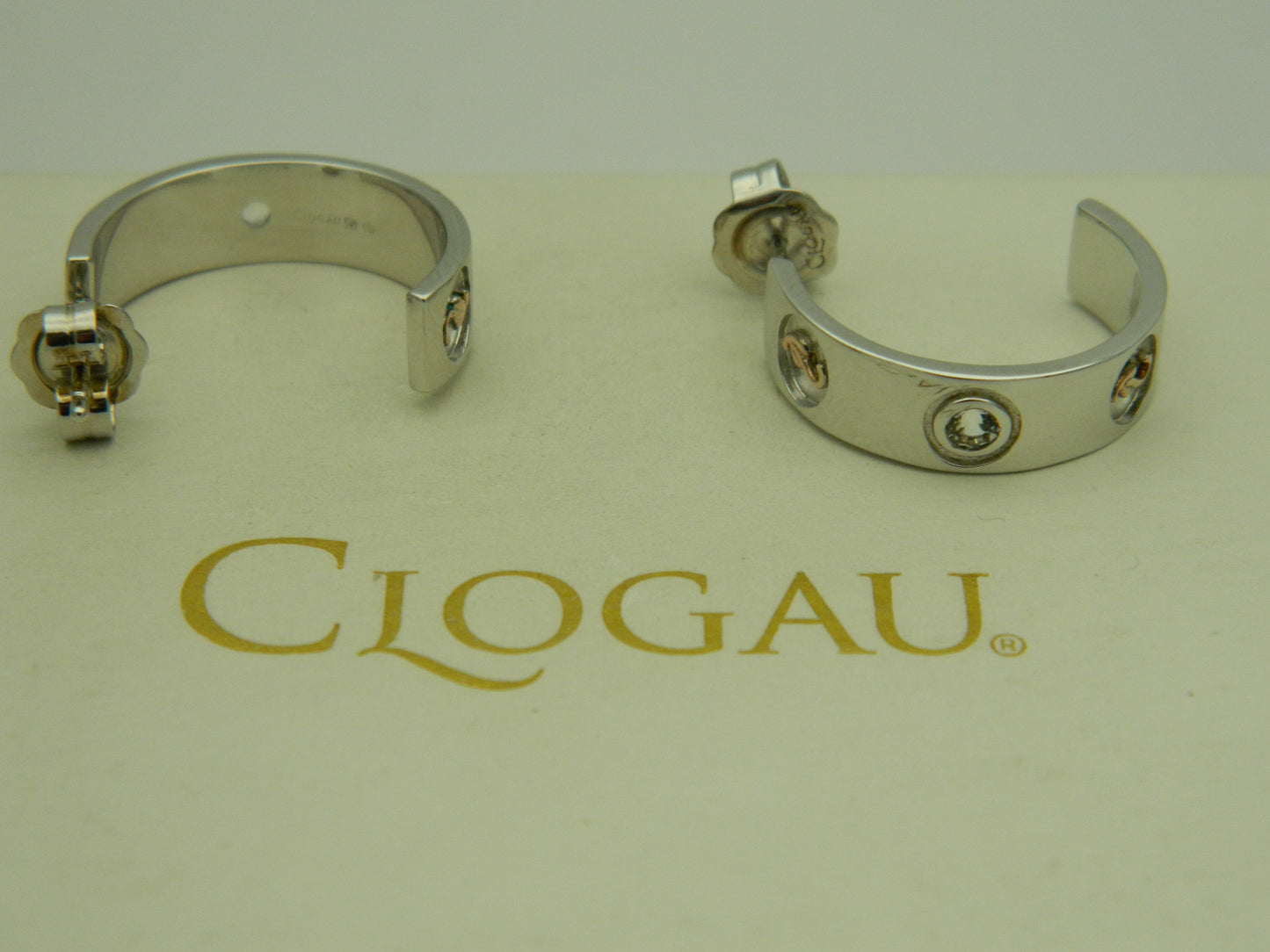 Clogau Sterling Silver & 9ct Rose Gold Tree of Life Insignia Topaz Half Hoop Earrings RRP £209.00