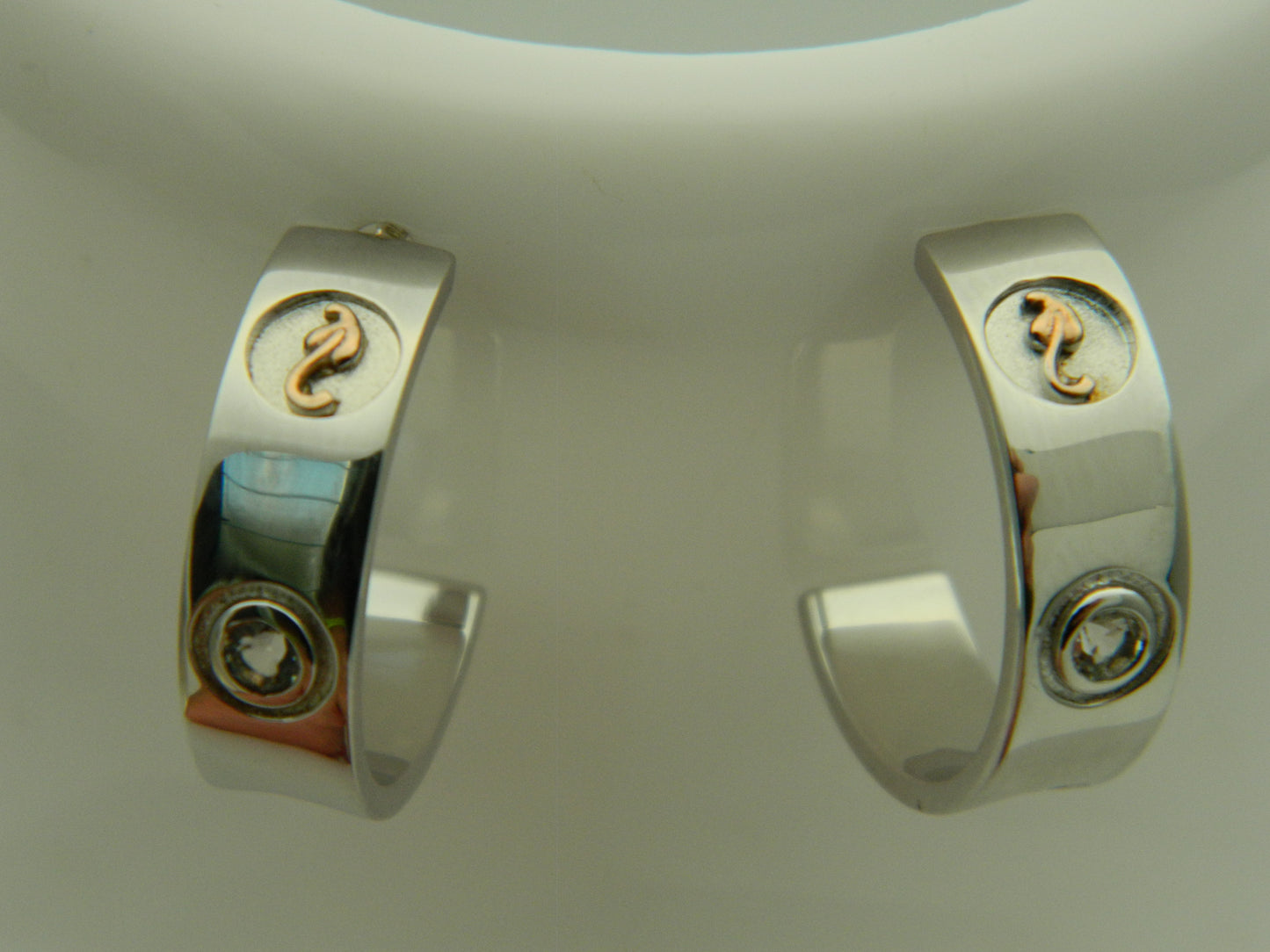 Clogau Sterling Silver & 9ct Rose Gold Tree of Life Insignia Topaz Half Hoop Earrings RRP £209.00