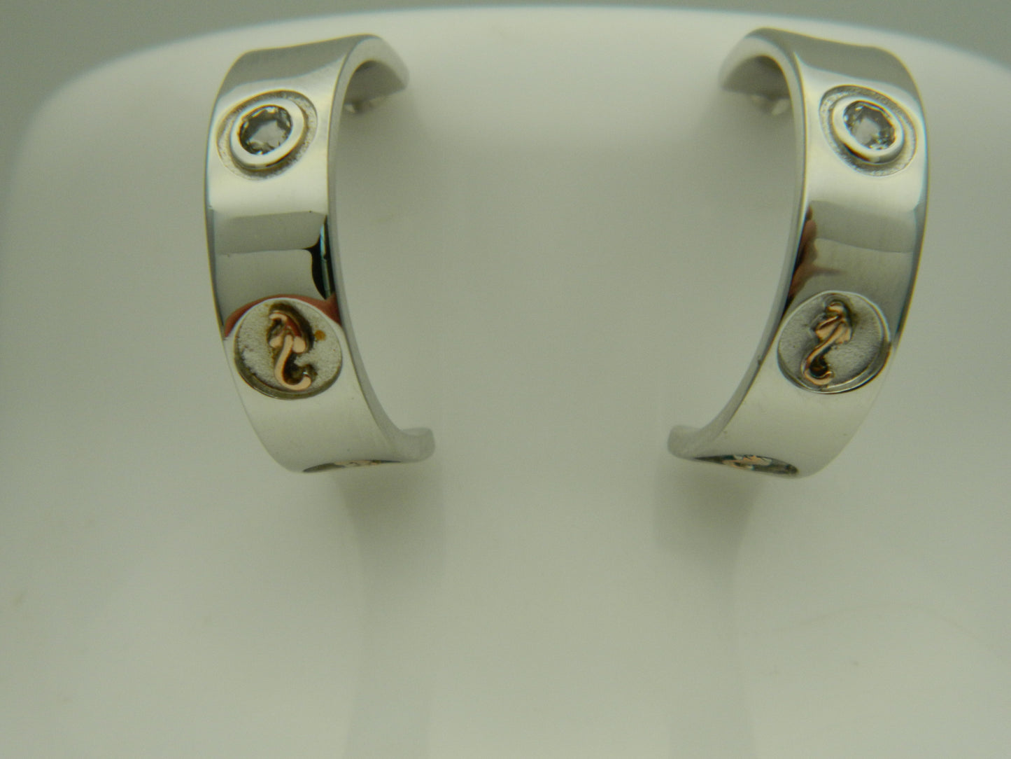 Clogau Sterling Silver & 9ct Rose Gold Tree of Life Insignia Topaz Half Hoop Earrings RRP £209.00