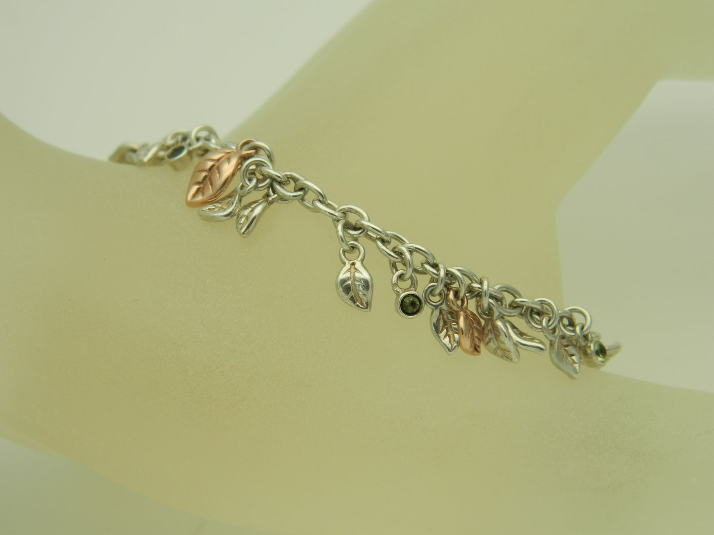Clogau Sterling Silver & 9ct Rose Gold Awelon Peridot Bracelet RRP £219.00 (pre loved)