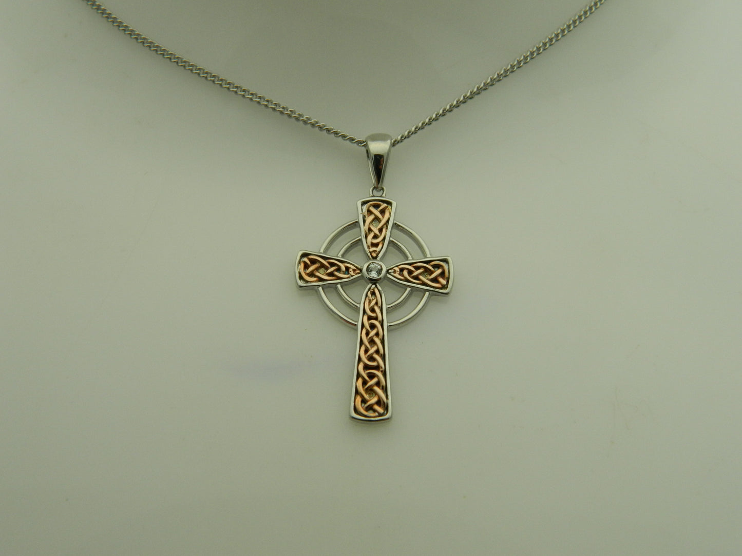 Clogau Sterling Silver & 9ct Rose Gold Welsh Royalty Topaz Cross Pendant