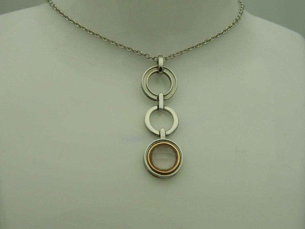Clogau Sterling Silver & 9ct Rose Gold Ripples Quartz Pendant (pre loved)