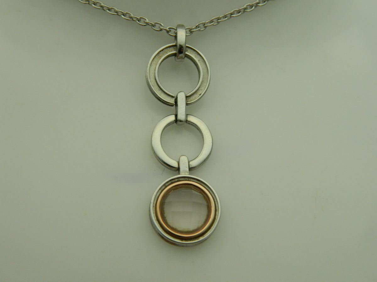 Clogau Sterling Silver & 9ct Rose Gold Ripples Quartz Pendant (pre loved)