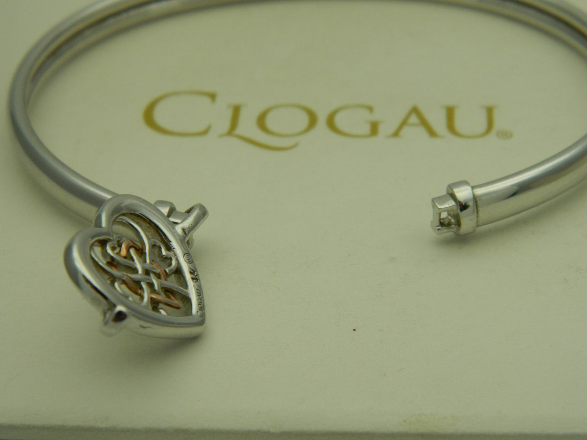 Clogau Sterling Silver & 9ct Rose Gold Welsh Royalty Heart Bangle (pre loved)